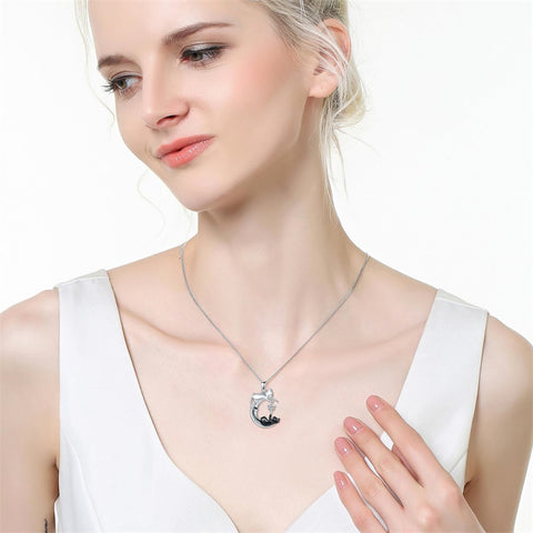 Silver Cat 12 Month Birthstone Pendant Necklace