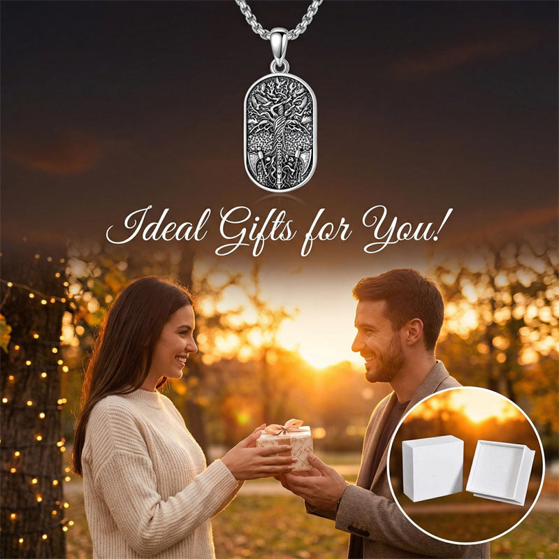 Sterling Silver Memento Mori Tree of Life Anubis Pendant Viking Amulet   Protection Pendant Necklace Egyptian Jewelry
