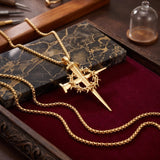 14K Gold Plated Cross Pendant Necklace for Men Religious Jewelry Christian Gift
