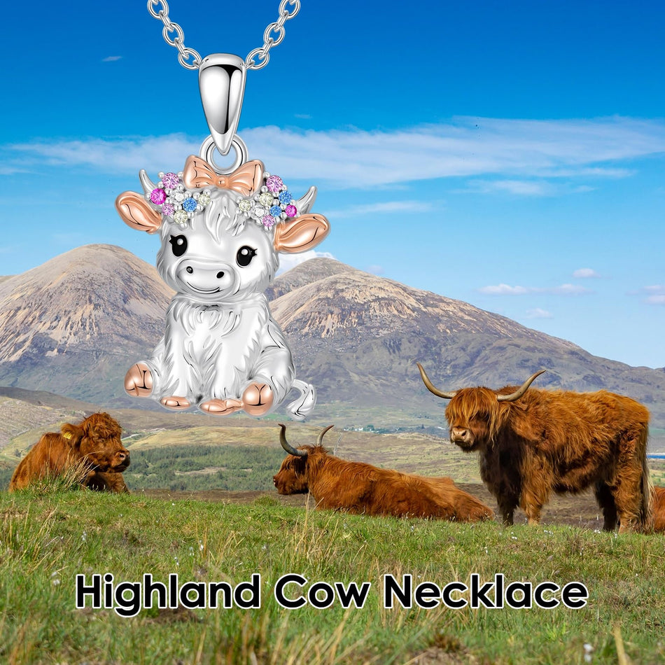 Sterling Silver Highland Cow Necklace