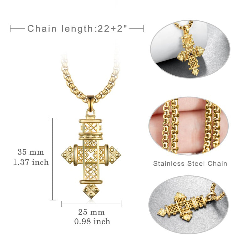 14K Gold Plated  Cross Necklace Religious Amulets Jewelry Gifts