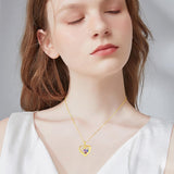 10K 14K 18K Solid Gold Personalized Engraved 1-4 Birthstone Heart Necklaces for Women