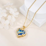 14K Gold Plated Heart Crystal Rose Mom  Sister Daughter Pendant Necklace for Woman