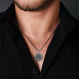 Sterling Silver Aztec Lion Cross Pendant Necklace