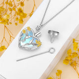 Hummingbird Urn Necklace Sterling Silver Moonstone Heart Urn Necklace for Ashes of Loved One Cremation Memorial Jewelry Gifts for Women Mom