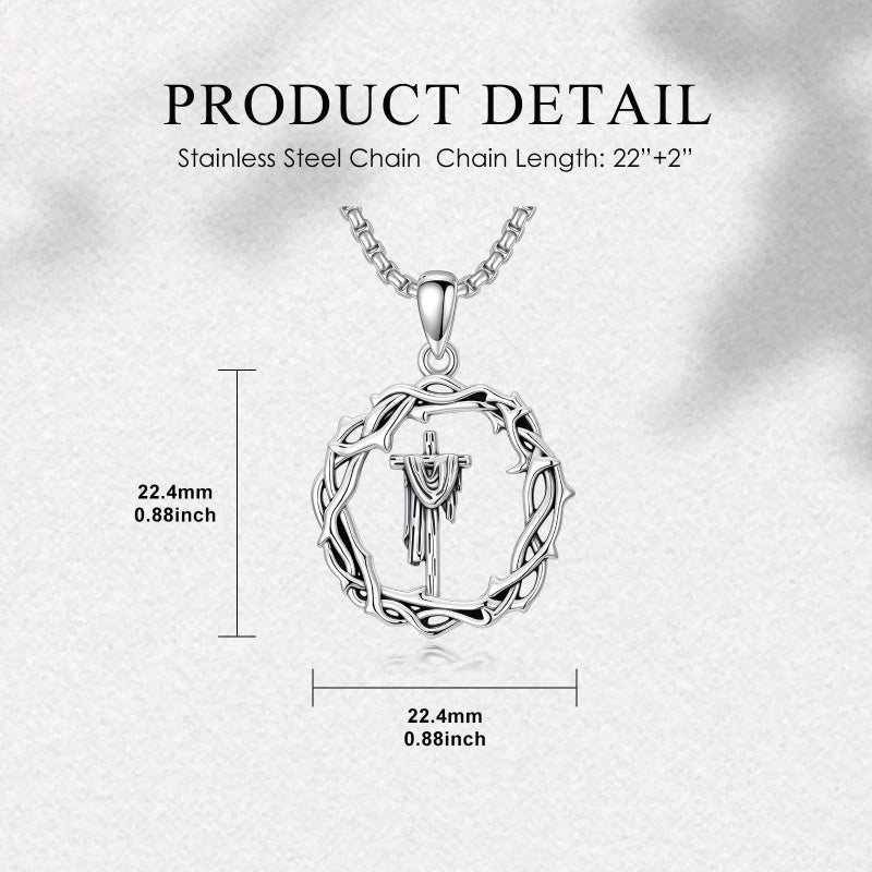 Sterling Silver Cross Pendant Necklace Christian Religious Jewelry Gifts for Anniversary
