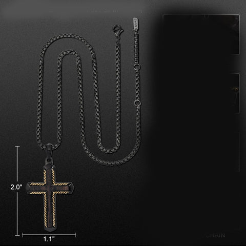 14K Gold Plated Wooden Cross Necklace Jewelry Gift for Him