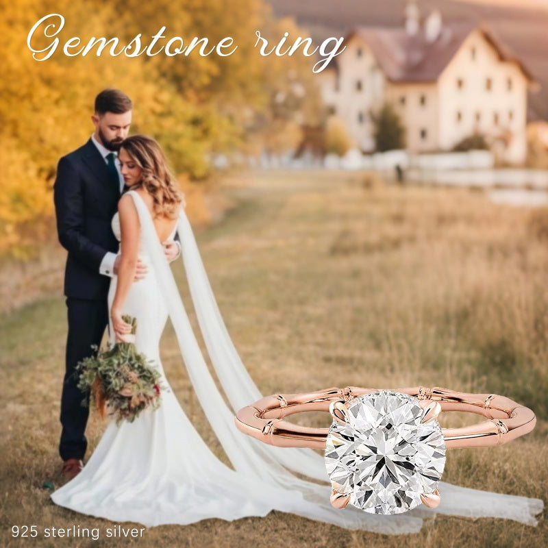 Sterling Silver 10K 14K 18K Gold Personalized Engraved 1-3 Carat Round Moissanite   Anniversary  Engagement Ring