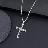 Cross Necklace for Men 925 Sterling Silver Religious Protection Pendant Christian Jewelry Cross Gifts for Men