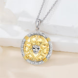 Sterling Silver Medusa Triple Moon Goddess Athena Pendant Necklace for Women