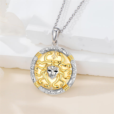 Sterling Silver Medusa Triple Moon Goddess Athena Pendant Necklace for Women