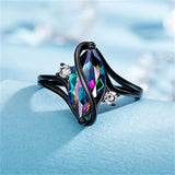 Copper Created Opal Amethyst Rainbow CZ Marquise Ring for Women