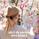 Sterling Silver Drawing Themed Pendant Necklace