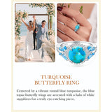 Sterling Silver Cushion Marquise Pear Round Oval Cut Turquoise Engagement Ring for Women