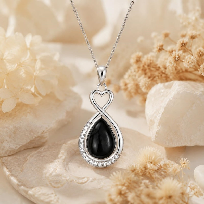 Sterling Silver Teardrop Gemstone Rose Butterfly Infinity Heart Necklace for Women