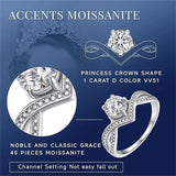 Sterling Silver Personalized Engraved Moissanite Engagement Wedding Anniversary Ring