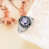 Sterling Silver Personalized Birthstone&Engraved Class Ring  Graduation Ring