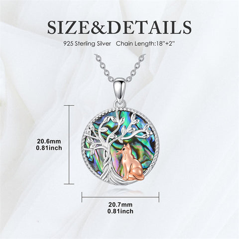 Sterling Silver Abalone Shell Tree of Life Lion Wolf Cat Dog Pendant Necklace