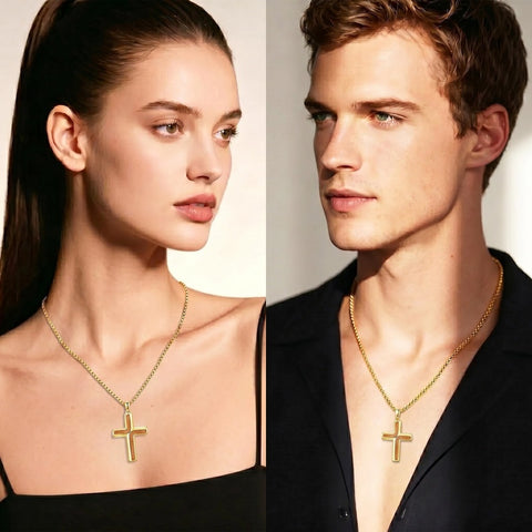 14K Gold Plated Cross Pendant Necklace Religious Confirmation Jewelry
