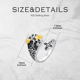 Sterling SilverJesus Cross Bee Cross  Dragonfly Cross Moonstone Sunflower Tree of Life Sunflower Adjustable Spoon Ring