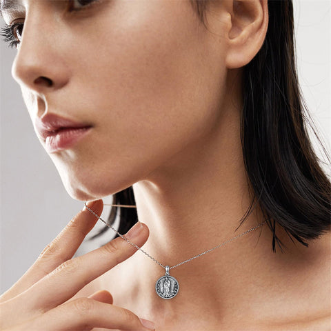 Sterling Silver Crown of Thorns Jesus St Benedict St Michael Pendant Necklace