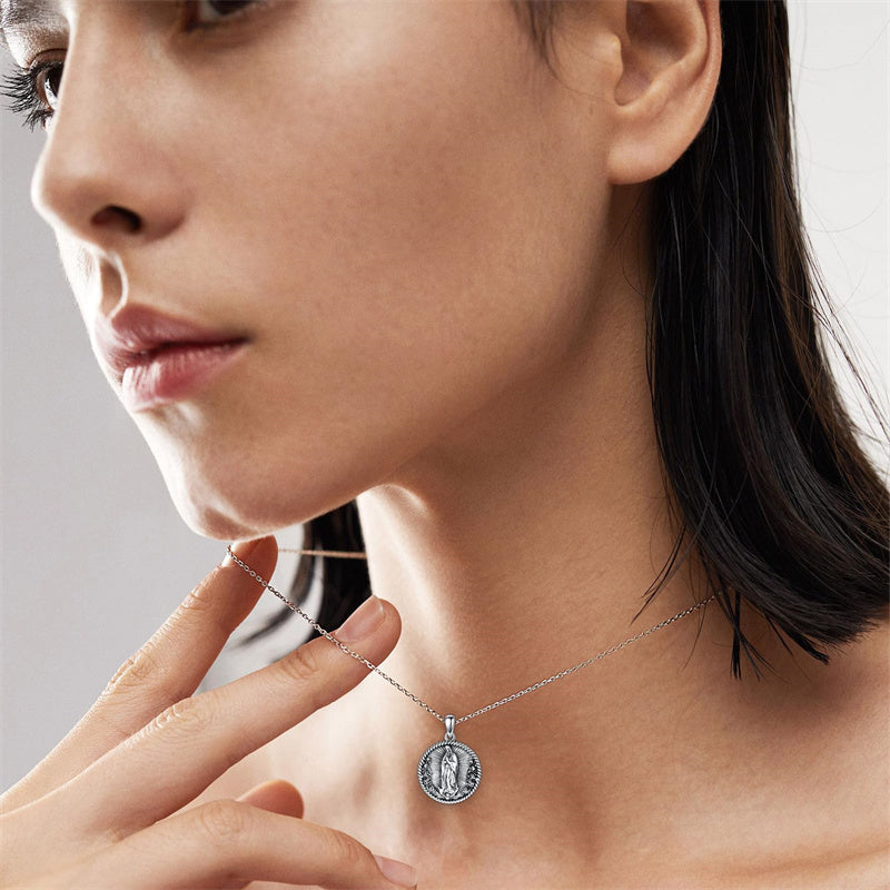 Sterling Silver Crown of Thorns Jesus St Benedict St Michael Pendant Necklace