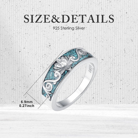 Sterling Silver Turquoise Butterfly Lotus Pet Paw Ring for Women