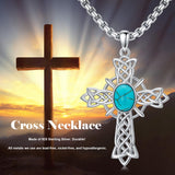 14K Gold Plated Turquoise Cross Pendant Necklace