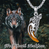 Sterling Silver Tiger Eye Wolf Teeth Pendant Necklace