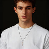 Sterling Silver Wooden Lion Orthodox Sword Wolf Cross Pendant Necklace