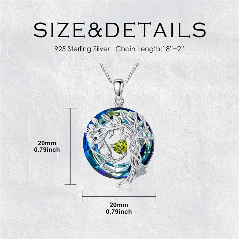 Sterling Silver Birthstone Crystal Tree of Life Stethoscope Pendant Necklace