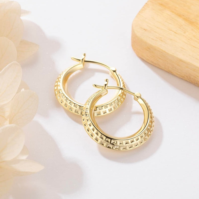 14K Gold Plated Lightweight & Small Hoop Earrings for Women