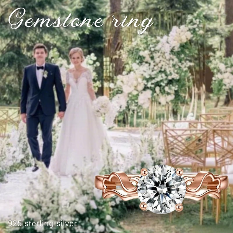 Sterling Silver 10K 14K 18K Gold Personalized Engraved 1-3 Carat Round Moissanite   Anniversary  Engagement Ring