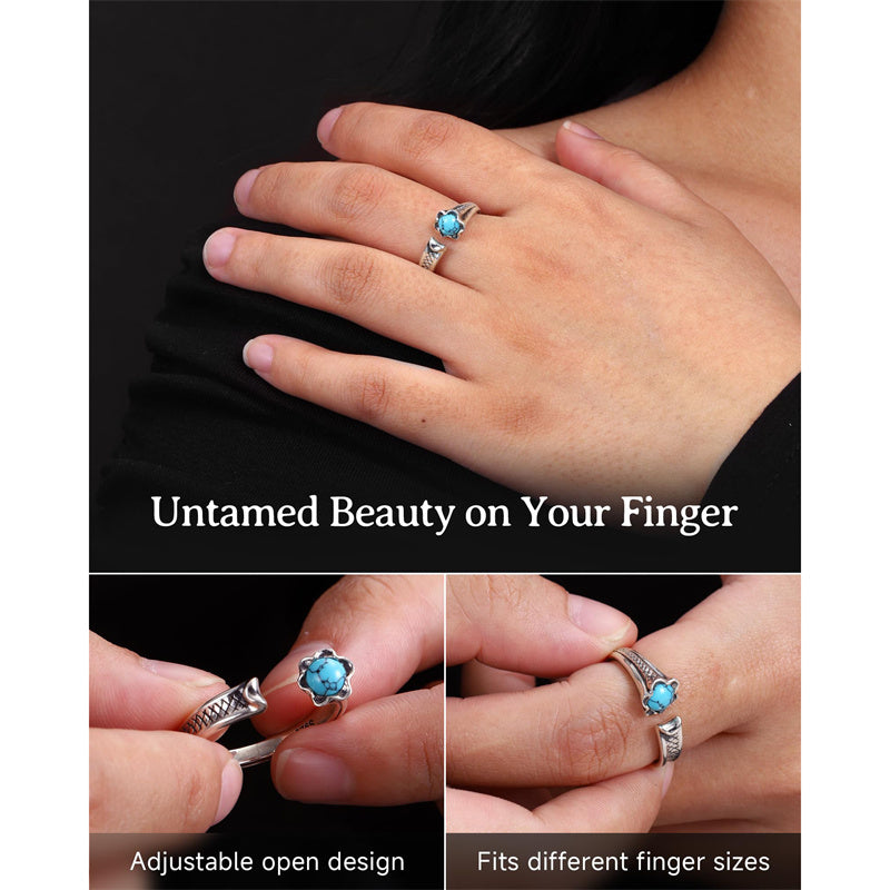 Sterling Silver Turquoise Adjustable  Rings for Women