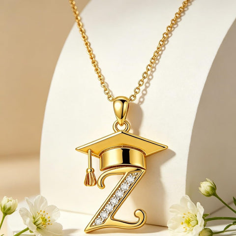 Initial  Graduation 14K Gold Plated Inspiring Grad Pendant Necklace Graduations Jewelry Gifts