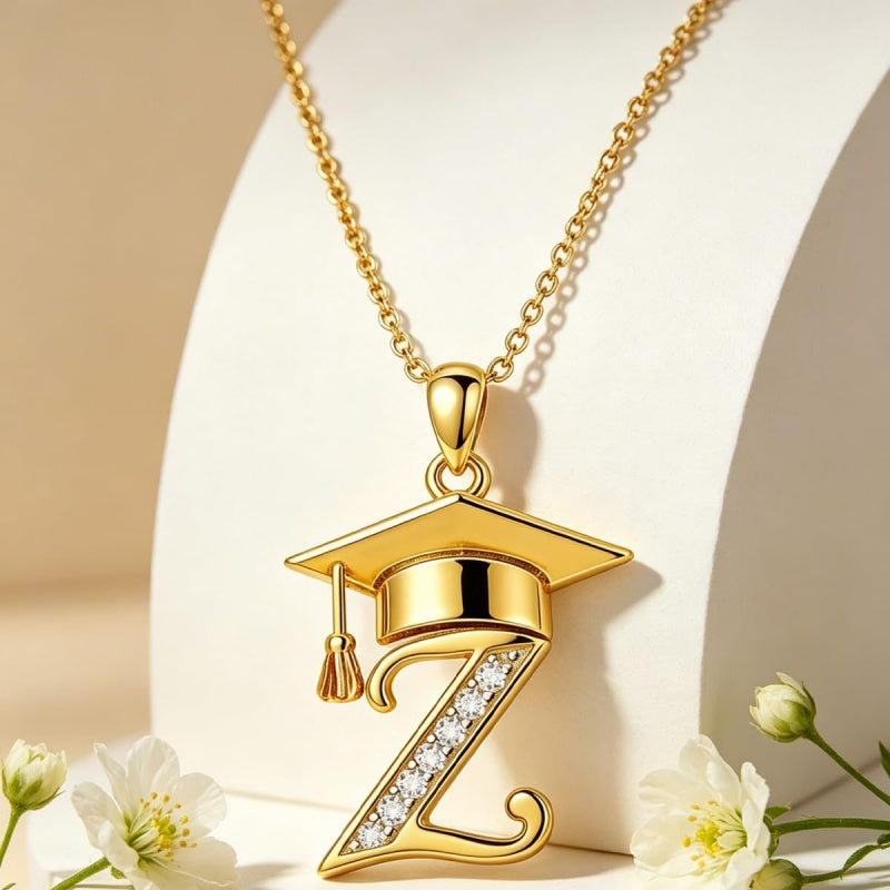 Initial  Graduation 14K Gold Plated Inspiring Grad Pendant Necklace Graduations Jewelry Gifts