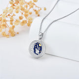 Sterling Silver Personalized Photo &Engraved Round Photo Necklace