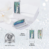 Sterling Silver Abalone Shell Mountain Cat Dog Fox Dragonfly Hummingbird Earring