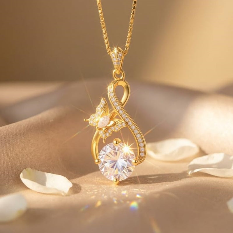 14K Gold Plated Birthstone Infinity Butterfly Necklace for Women