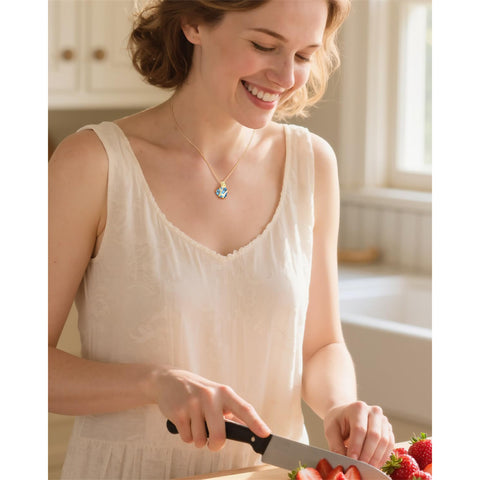 10K 14K 18K Gold Heart Birthstone Rose Pendant Necklace Gifts for Wife Girlfriend Mom Daughter Grandma