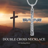 Sterling Silver Cross Religious Necklace for Men