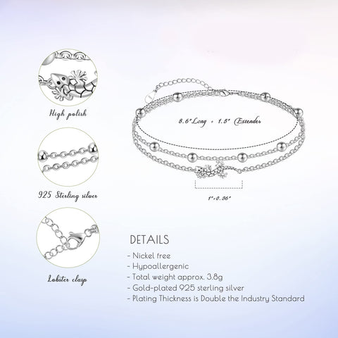 Sterling Silver Multi-layered Animal Anklet