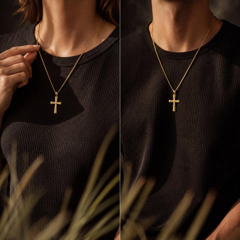 Cross Pendant Necklace  14K Gold Plated Christian Faith Jewelry