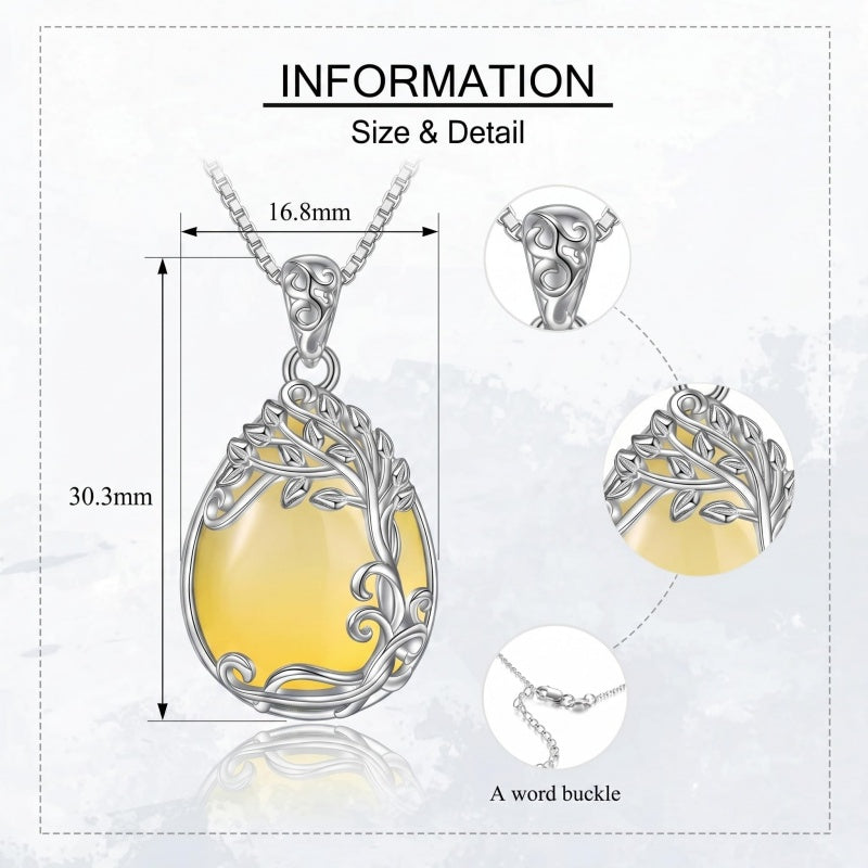 14K Gold Plated Teardrop Tree of Life Necklace for Women