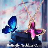 14K Rose Gold Flying Butterfly Pendant Necklace