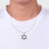 Sterling Silver Star of David Pendant Necklace for Men