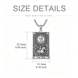Sterling Silver Tarot Card Pendant  Necklace for Men Gothic Amulet Jewelry