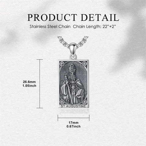Sterling Silver Saint Anthony Saint Jude Saint Christopher   Saint Michael Amulet Religious Pendant Necklace