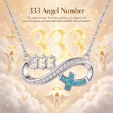 Sterling Silver Turquoise & Zirconia Infinity  111 222 333 444 777 Angel Number Pendant Necklace for Women