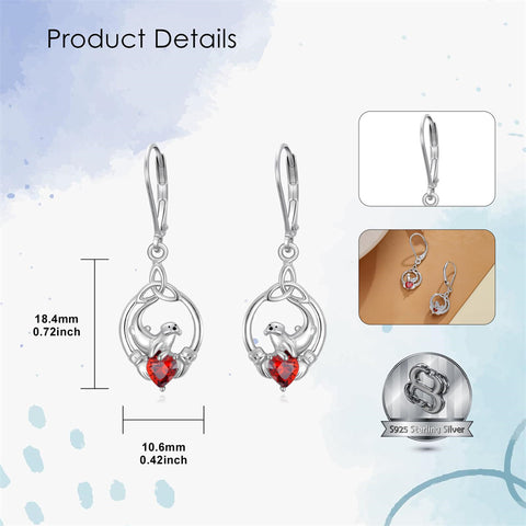 Sterling Silver Heart-Shaped Cubic Zircon Otter Cow Raccoon Leverback Earrings